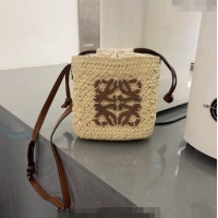 Famous Brand Loewe Straw Crossbody Bag 0713 Beige/Brown 2023