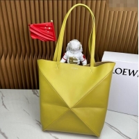 Discount Loewe Medium Puzzle Fold Tote in shiny calfskin LE4068 Bright Ochre Yellow 2023