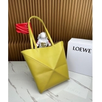 Discount Loewe Medium Puzzle Fold Tote in shiny calfskin LE4068 Bright Ochre Yellow 2023