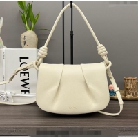 Big Enough Loewe Paseo Satchel Bag in Shiny Nappa Calfskin 062317 Angora White 2023