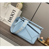 Classic Discount Loewe Small Puzzle bag in satin calfskin 262304 Light Blue 2023