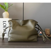 Promotional Loewe Flamenco Clutch in Nappa Calfskin 10856L Khaki Green 2023