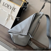 Super Quality Loewe Men's Anton Sling Bag in soft grained calfskin 060356 Grey 2023