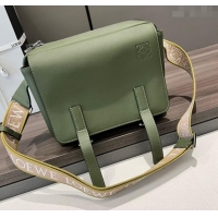 New Fashion Loewe Men's XS Military messenger bag in supple smooth calfskin and jacquard strap 11388 Khaki Green 2023