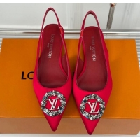 Perfect Louis Vuitton Met Slingback Ballerinas Flat in Satin Red 0226124