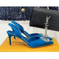 Low Price Louis Vuitton Met Slignback Pumps 7cm in Satin Blue 0226127