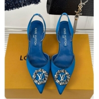 Low Price Louis Vuitton Met Slignback Pumps 7cm in Satin Blue 0226127