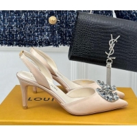 Low Cost Louis Vuitton Met Slignback Pumps 7cm in Satin Nude 0226135