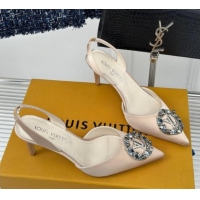 Low Cost Louis Vuitton Met Slignback Pumps 7cm in Satin Nude 0226135