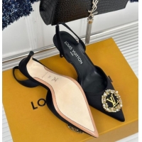 Luxurious Louis Vuitton Met Slignback Pumps 7cm/9cm in Satin Black 0226137