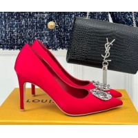 Charming Louis Vuitton Met Pumps 7cm in Satin Red 0226139