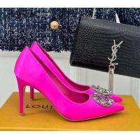 Luxury Louis Vuitton Met Pumps 7cm in Satin Dark Pink 0226141