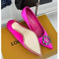 Luxury Louis Vuitton Met Pumps 7cm in Satin Dark Pink 0226141