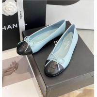 ​Pretty Style Chanel Calfskin  CC Cap Toe Ballet Flats CH5841 Blue/Black