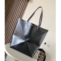 Top Quality Loewe Large Puzzle Fold Tote in shiny calfskin 9033 Black 2023