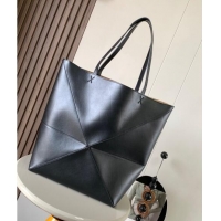 Top Quality Loewe Large Puzzle Fold Tote in shiny calfskin 9033 Black 2023