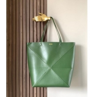 Best Price Loewe Large Puzzle Fold Tote in shiny calfskin Hunter 9033 Green 2023