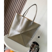 Best Design Loewe Large Puzzle Fold Tote in shiny calfskin 9033 Khaki Green 2023