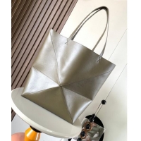 Best Design Loewe Large Puzzle Fold Tote in shiny calfskin 9033 Khaki Green 2023