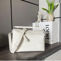 Buy Discount Loewe Small Puzzle Edge bag in Grained Calfskin 062324 All White 2023