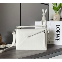 Buy Discount Loewe Small Puzzle Edge bag in Grained Calfskin 062324 All White 2023