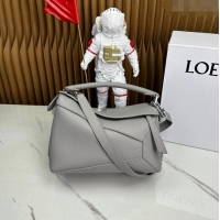 Free Shipping Loewe Small Puzzle Edge bag in Grained Calfskin 062117 Grey 2023