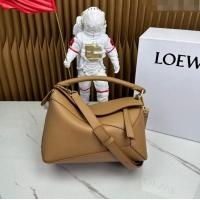 New Design Loewe Small Puzzle Edge bag in Grained Calfskin 062117 Brown 2023