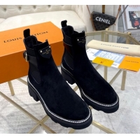 Classic Hot Louis Vuitton LV Beaubourg Ankle Boots in Suede Black 226144