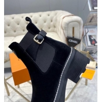 Classic Hot Louis Vuitton LV Beaubourg Ankle Boots in Suede Black 226144