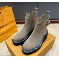 Most Popular Louis Vuitton LV Beaubourg Ankle Boots in Suede Grey 226146