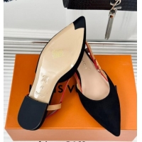 Popular Style Louis Vuitton Blossom Slingback Flat Ballerinas in Suede Black 0320013