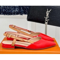 Good Quality Louis Vuitton Blossom Slingback Flat Ballerinas in Patent Leather Red 320012