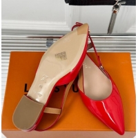 Good Quality Louis Vuitton Blossom Slingback Flat Ballerinas in Patent Leather Red 320012