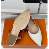 Good Product Louis Vuitton Blossom Slingback Flat Ballerinas in Patent Leather White 0320014