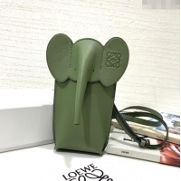 Top Grade Loewe Elephant Pocket in Classic Calfskin LE1336 Avocado Green