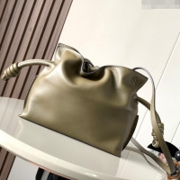 Super Quality Loewe Mini Flamenco Clutch in Nappa Calfskin 9036 Dark Khaki Green 2023