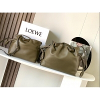 Super Quality Loewe Mini Flamenco Clutch in Nappa Calfskin 9036 Dark Khaki Green 2023