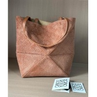 Top Quality Loewe Medium Puzzle Fold Tote in LO1047 Suede Brown 2023