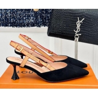 Purchase Louis Vuitton Blossom Slingback Pumps 5.5cm in Suede Black 0320022