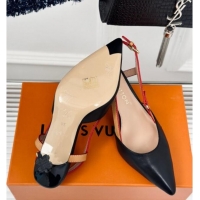 Stylish Louis Vuitton Blossom Slingback Pumps 5.5cm in Calf Leather Black 0320019