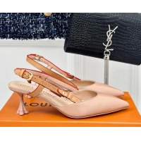 Classic Hot Louis Vuitton Blossom Slingback Pumps 5.5cm in Patent Leather Nude 0320021