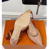 Classic Hot Louis Vuitton Blossom Slingback Pumps 5.5cm in Patent Leather Nude 0320021