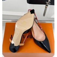 Good Looking Louis Vuitton Blossom Slingback Pumps 5.5cm in Patent Leather Black 0320024