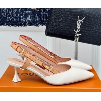 Crafted Louis Vuitton Blossom Slingback Pumps 5.5cm in Patent Leather White 0320025