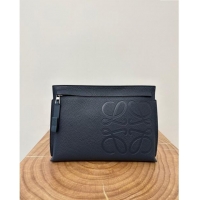 Reasonable Price Loewe T Pouch in Grained Calfskin L2701 Navy Blue 2023 TOP