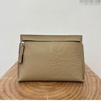 New Style Loewe T Pouch in Grained Calfskin L2701 Beige 2023 TOP