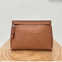 Traditional Specials Loewe T Pouch in Grained Calfskin L2701 Brown 2023 TOP