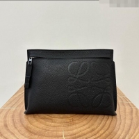 Inexpensive Loewe T Pouch in Grained Calfskin L2701 Black 2023 TOP