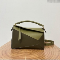 Famous Brand Loewe Small Puzzle Bag in Classic Calfskin 9311L Olive Green/Khaki Green 2023 TOP