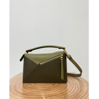 Famous Brand Loewe Small Puzzle Bag in Classic Calfskin 9311L Olive Green/Khaki Green 2023 TOP